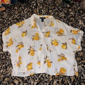 Forever 21 Citrus Print Button Down Shirt